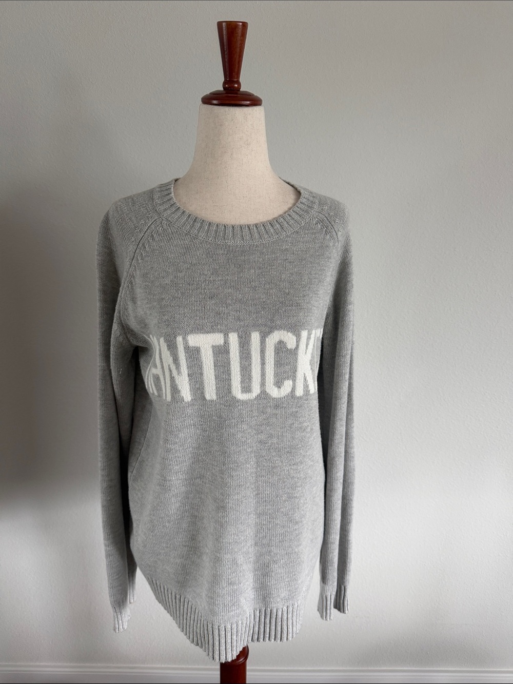 Women's Gray Crewneck Sweater with Nantucket Graphic